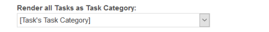 The Render all Tasks as Task Category drop-down menu in the Project category of the Autotask PSA Security Settings page.